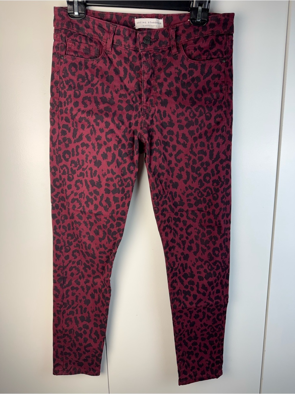Sanctuary Burgundy and Black Leopard Skinny Jeans size 4